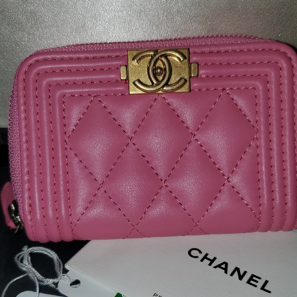 Chanel Pink Quilted Wallet with Gold CC Turn-Lock